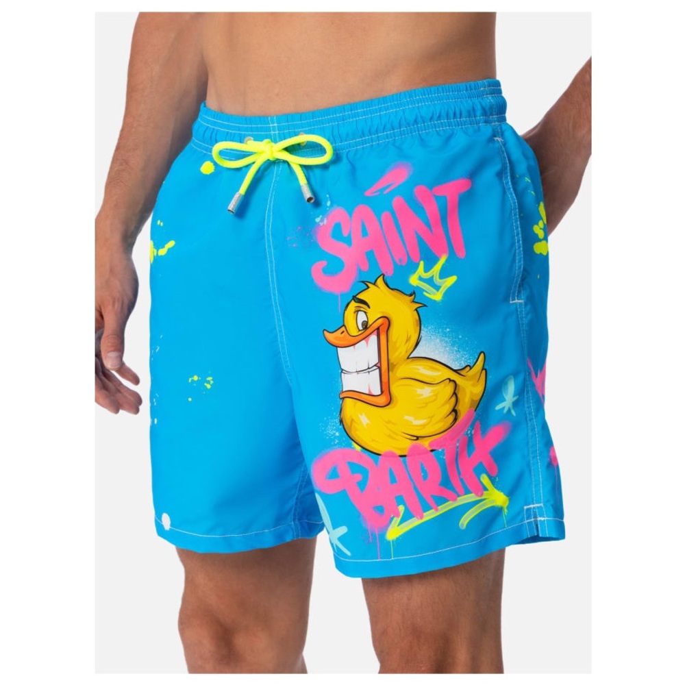 Blue Swim Shorts with Duck Print
